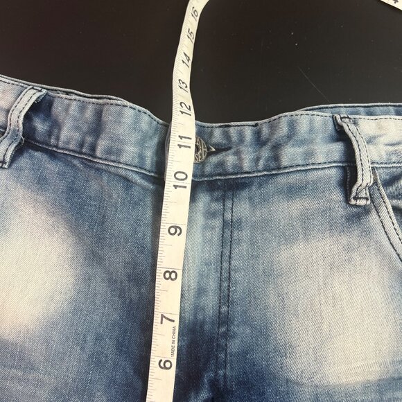 Smoke Rise Men's Distressed Slim Patch Wash Sz 42x32 Denim Jeans Ripped Knees - Picture 7 of 10